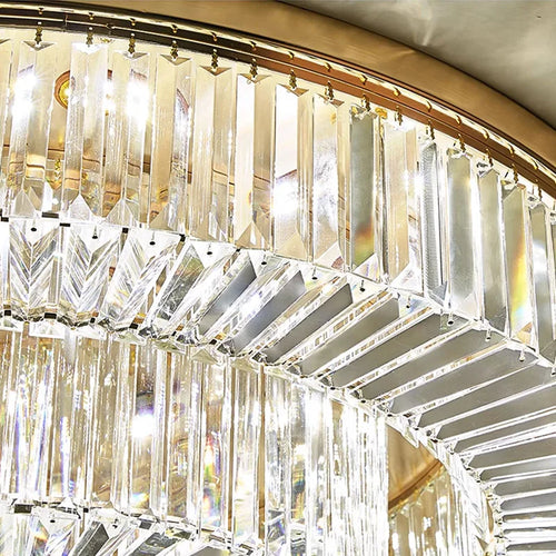 Gold modern crystal chandelier LED ceiling light for living room - vue 7 sur 10