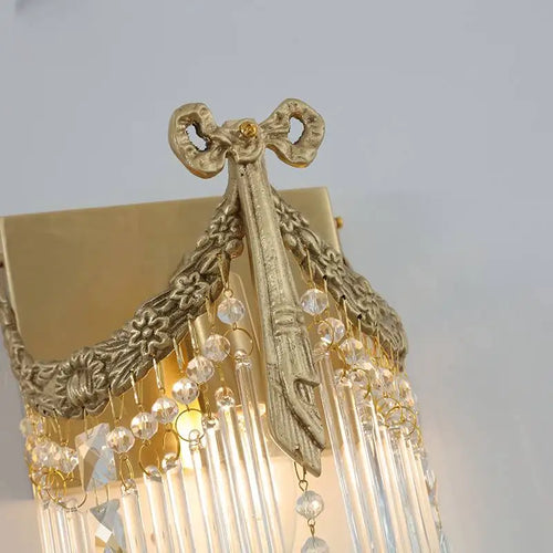 Vintage crystal and brass wall light for elegant interiors - vue 7 sur 7
