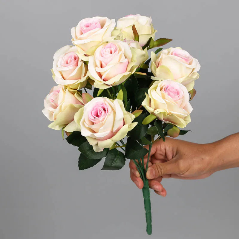 Artificial silk rose bouquet for interior decoration - vue 5 sur 15