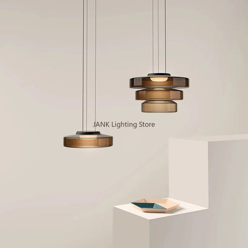 Minimalist Italian glass chandelier - vue 2 sur 24