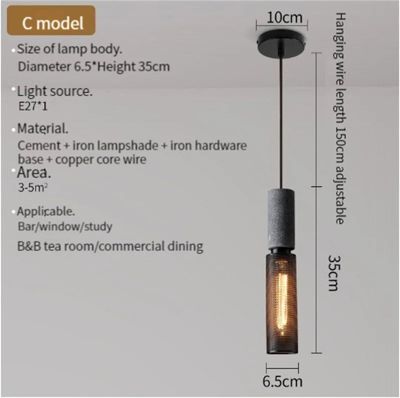 Concrete and iron pendant light - vue 10 sur 29