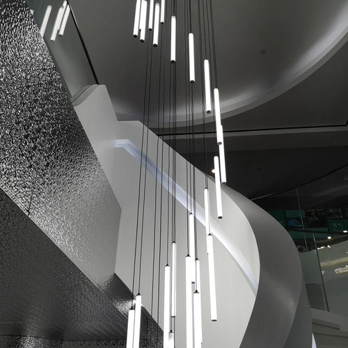 Modern minimalist long spiral tube LED chandelier 2023 - vue 6 sur 15