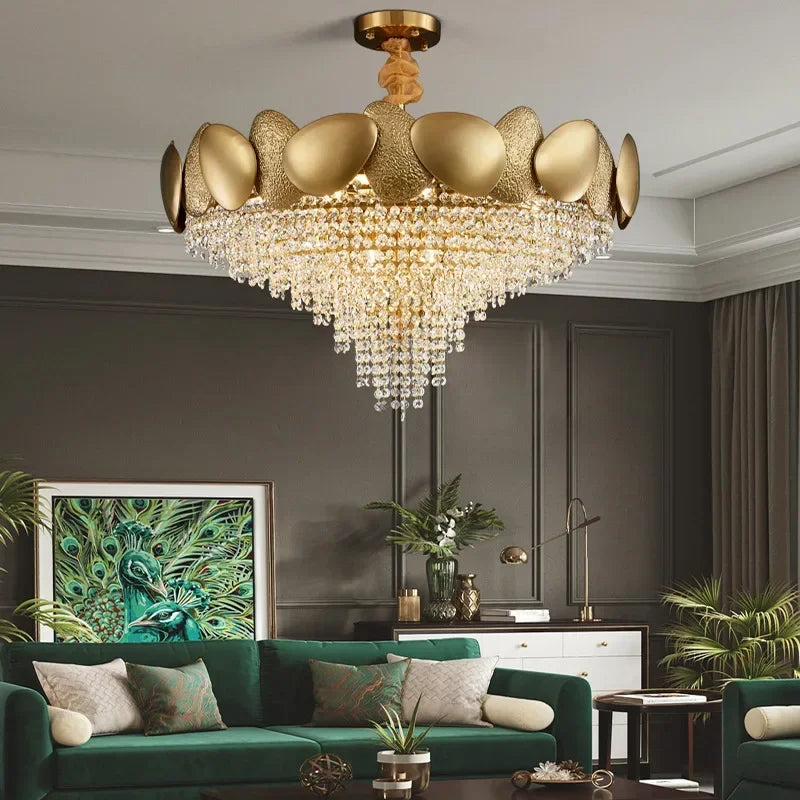 modern crystal chandelier with tassels and stainless steel