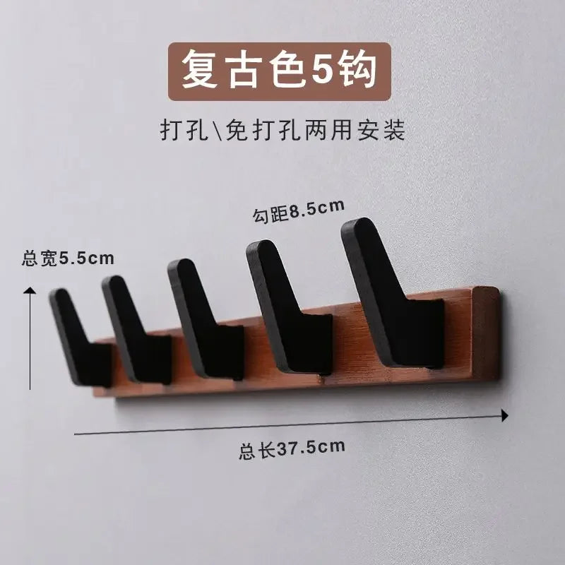 bamboo wood clothes hook for wall storage