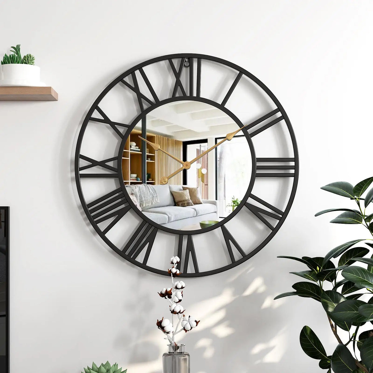 decorative silent clock with Roman numerals for cafes and shops