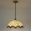 Retro tiffany pendant light baroque pearl stained glass chandelier 16' sea blue brown