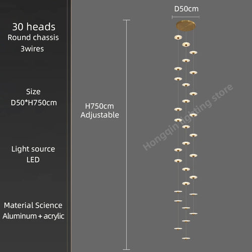 Modern LED chandelier for elegant indoor lighting - vue 18 sur 26