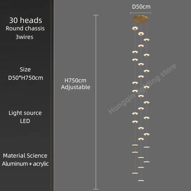 Modern LED chandelier for elegant indoor lighting - vue 17 sur 26