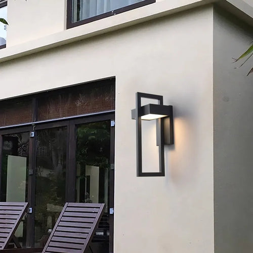 Geometric metal outdoor wall light IP65 waterproof - vue 4 sur 8