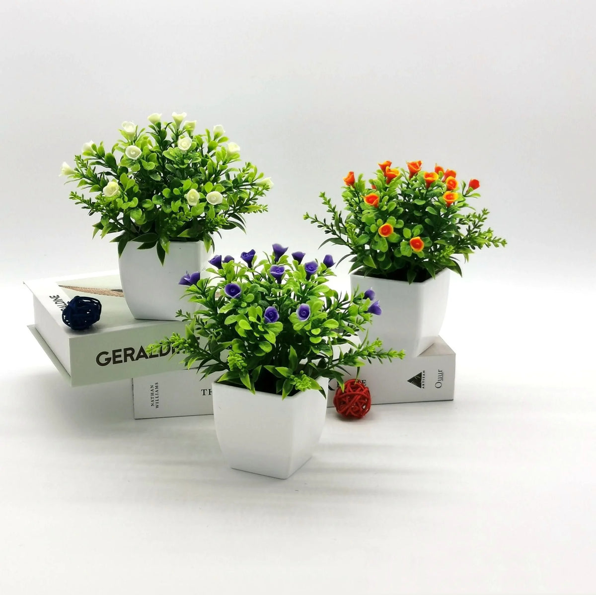 Small potted rose bonsai artificial plant decoration for indoor use