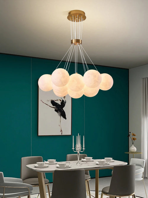 Modern height adjustable spherical LED chandelier for home decoration - vue 5 sur 19
