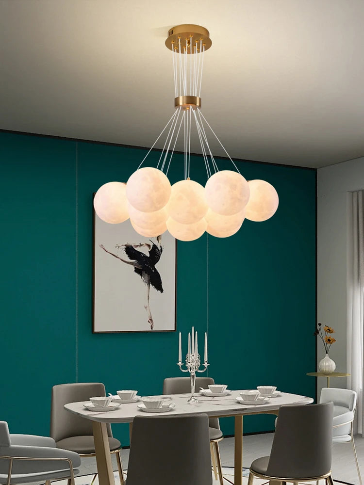 Modern height adjustable spherical LED chandelier for home decoration - vue 5 sur 19