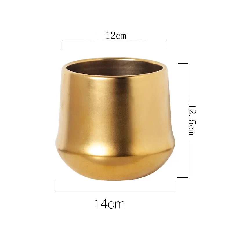 gold ceramic flower pot for modern interior decoration - vue 13 sur 14