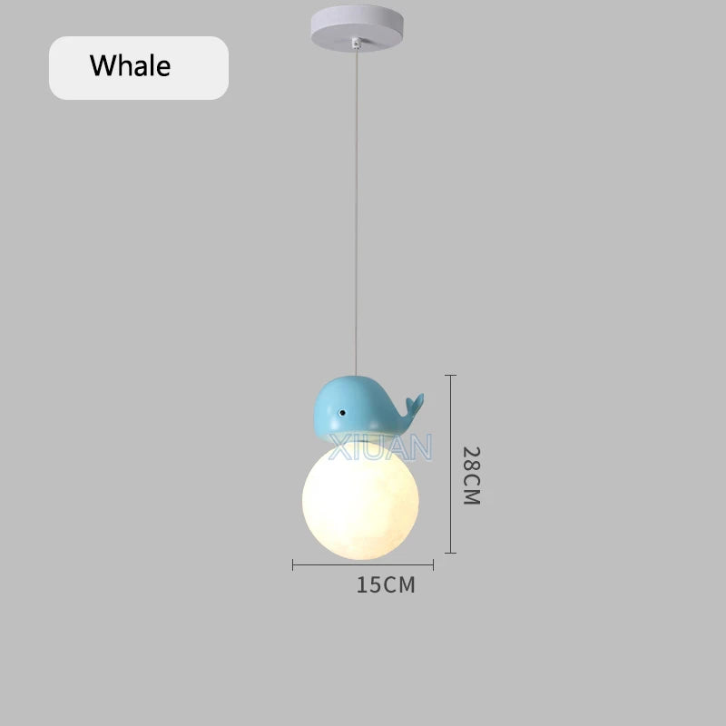 Children's animal design pendant light horse bear rabbit whale - vue 8 sur 10