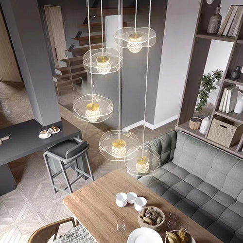 Customisable modern lotus leaf crystal pendant light - vue 5 sur 13