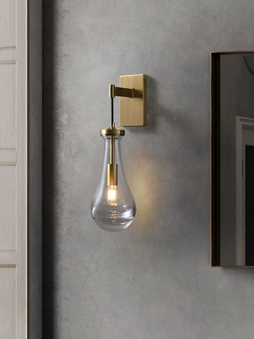 Artistic copper water droplet wall light for interiors - vue 4 sur 7