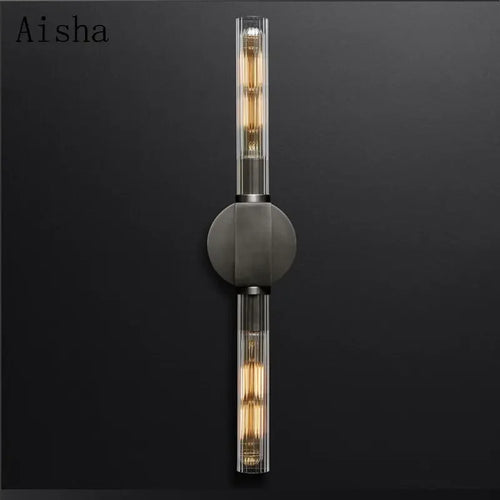 Retro double head minimalist glass wall light with stripes - vue 4 sur 8