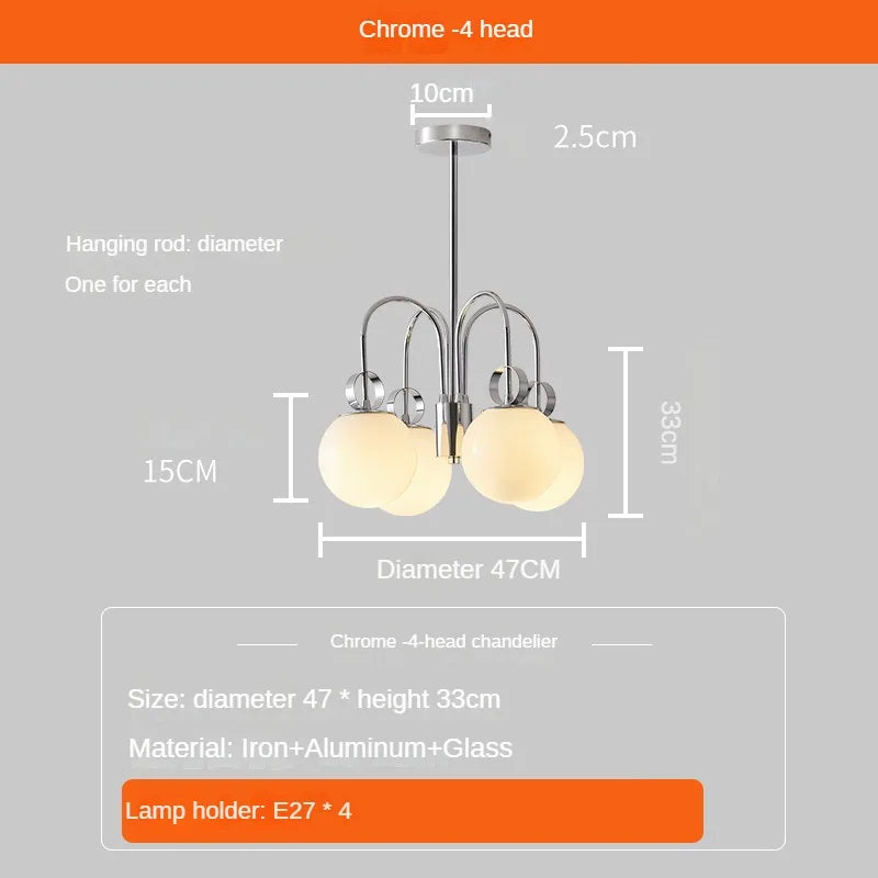 Modern minimalist multi-head pendant light with decorative bubbles