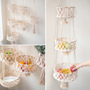 decorative macrame hanging basket for plants and fruits