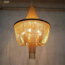 Modern gold aluminium tassel chandelier with decorative chain