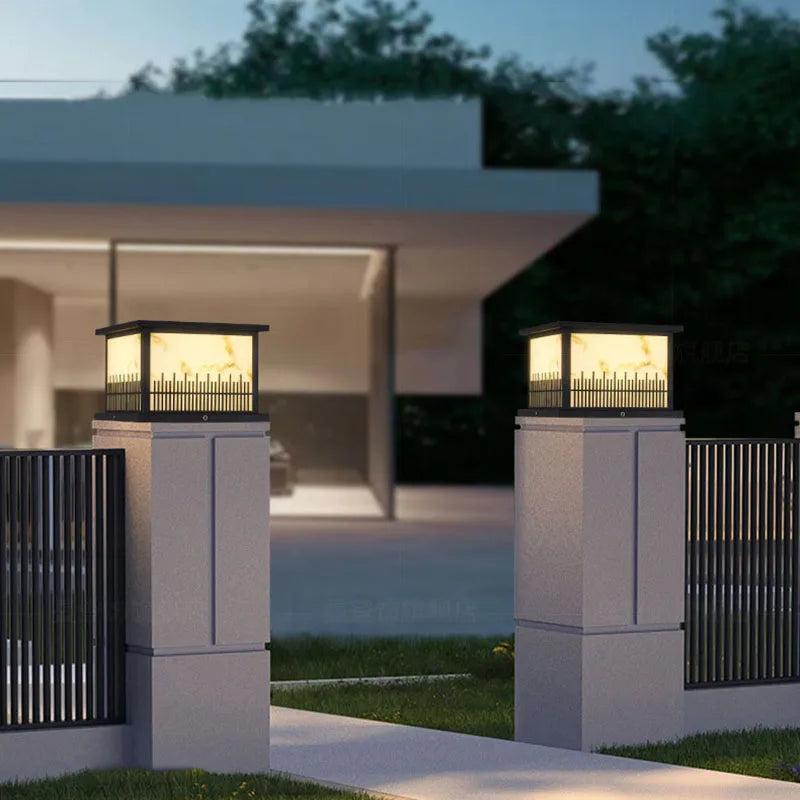 Outdoor solar LED lamp with remote control and dimmable brightness