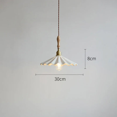 30 cm white ceramic Japanese style LED pendant light - vue 10 sur 12
