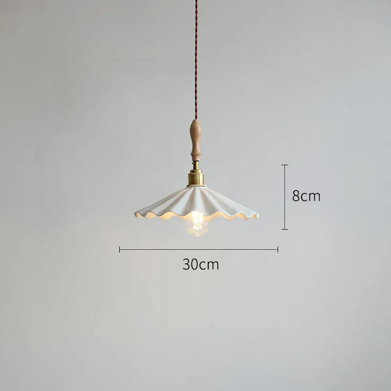 30 cm white ceramic Japanese style LED pendant light - vue 9 sur 12