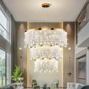 Modern crystal chandelier with circular design and luxury suspended lighting
