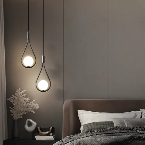 Glass ball pendant light for bedroom - vue 3 sur 8