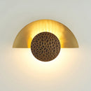 Vintage bronze and iron moon-shaped wall light
