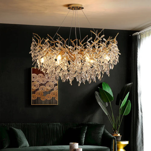 Luxurious gold glass chandelier for interior decoration - vue 3 sur 16