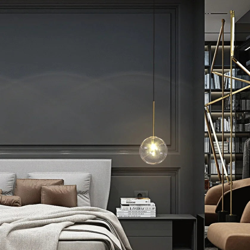 Glass ball LED pendant light for kitchen, dining room, restaurant, bedroom, bedside, hotel