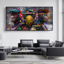 three orangutans graffiti wall art decoration monkey music