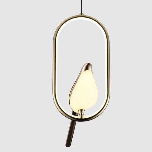 Nordic gold acrylic LED chandelier with bird bar pendants - vue 2 sur 7