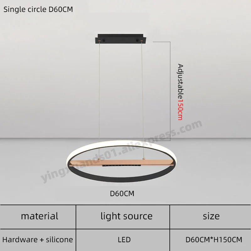 Modern round ring chandelier for indoor lighting - vue 10 sur 11