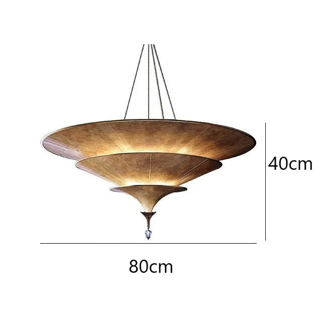 Modern cone pendant light with sheepskin paper shade - vue 8 sur 8