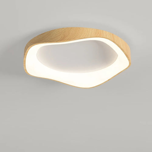Simple wood grain circular LED lamp modern indoor lighting - vue 2 sur 8
