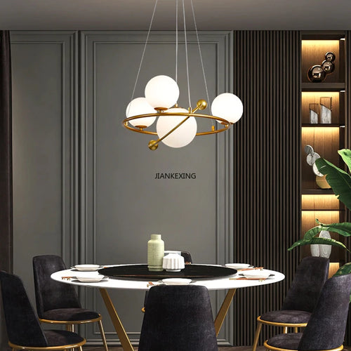 Minimalist glass LED pendant for interior decoration - vue 5 sur 9