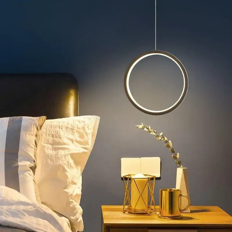 Modern circular LED pendant light for indoor use