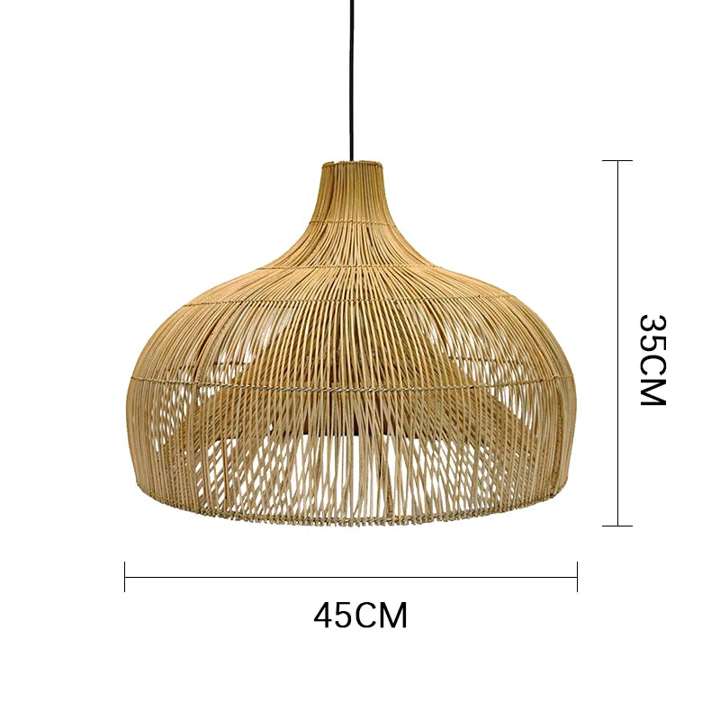 Japanese rattan pendant light for Asian restaurant pastoral style - vue 12 sur 12