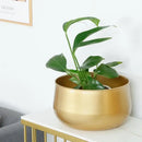 pot de fleurs rond en métal doré pour plantes et décorations