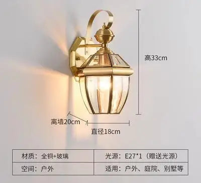 Vintage antique copper outdoor waterproof wall light - vue 10 sur 9