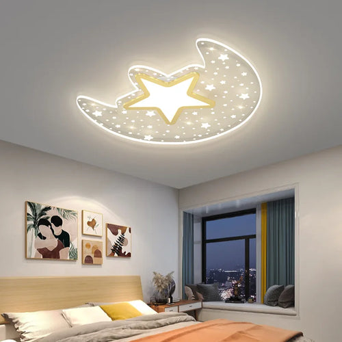 Romantic moon and starry sky ceiling light for children - vue 6 sur 9