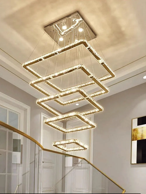 Modern minimalist crystal LED chandelier with elegant design