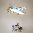 Minimalist wooden LED airplane ceiling light for children