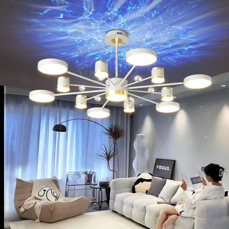 Luxury crystal aurora borealis LED chandelier ceiling pendant