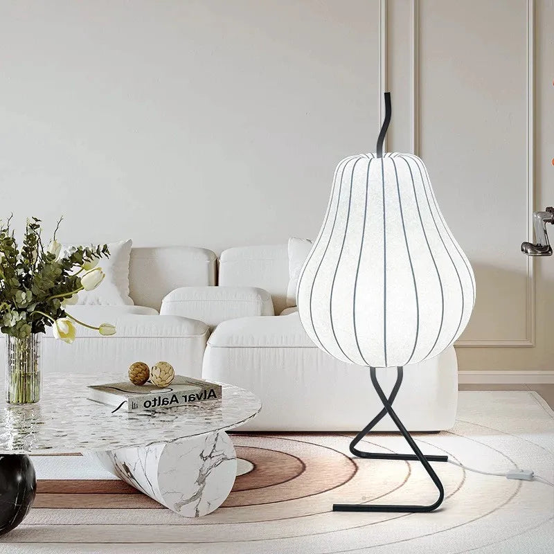 Japanese silk floor lamp wabi sabi for creative interior decoration - vue 5 sur 8
