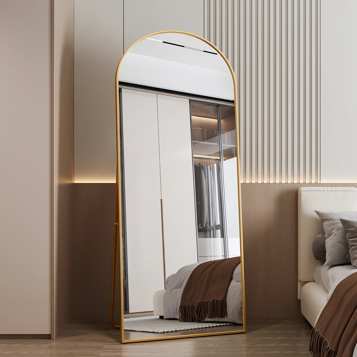 tempered glass tilting and wall-mounted standing mirror