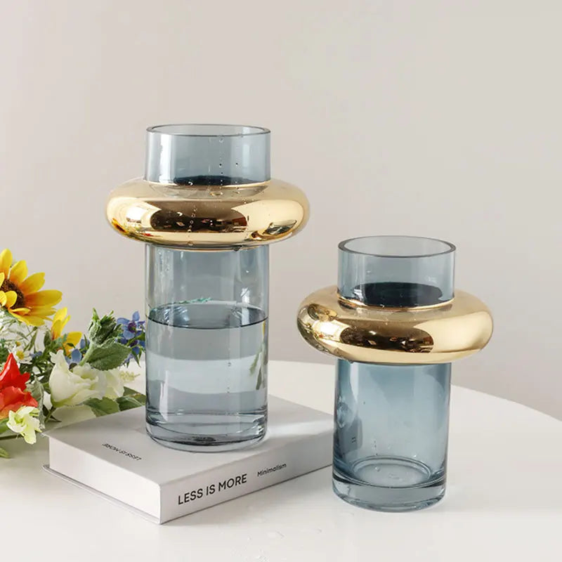 Nordic golden glass vase for hydroponic flowers home decor - vue 4 sur 10