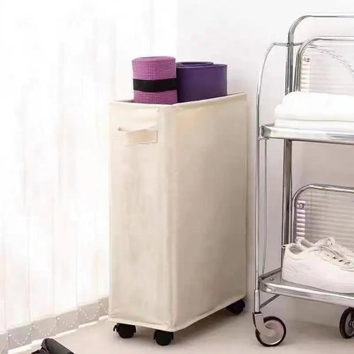 foldable laundry basket with lid for convenient storage - vue 4 sur 8